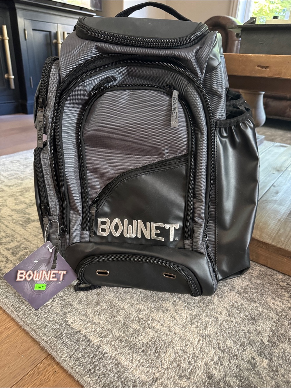 Gray and Black Baseball Backpack